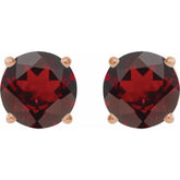 14K Rose 8 mm Natural Mozambique Garnet Stud Earrings